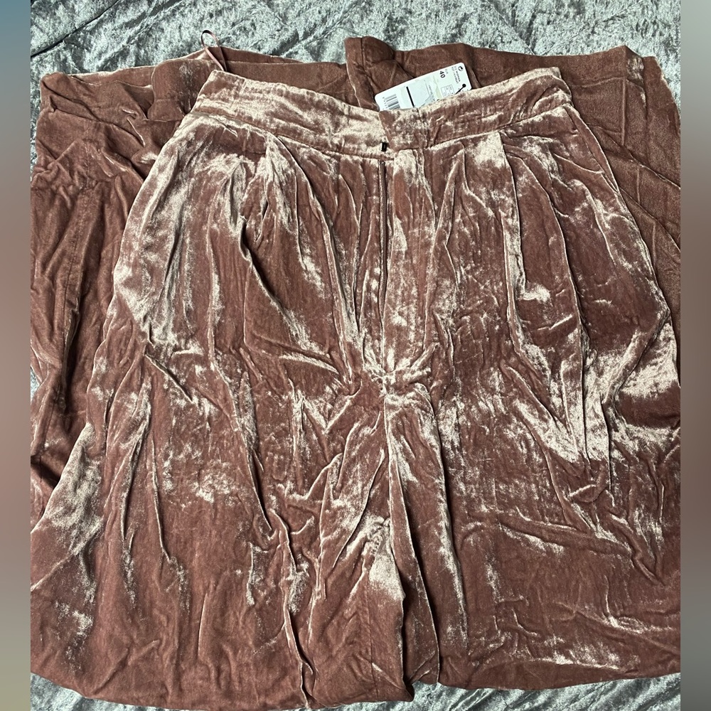 Wide Leg Velvet Maternity Pants